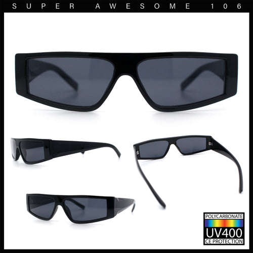 Retro Angular Triangle Narrow Flat Top Plastic Minimal Fashion Sunglasses