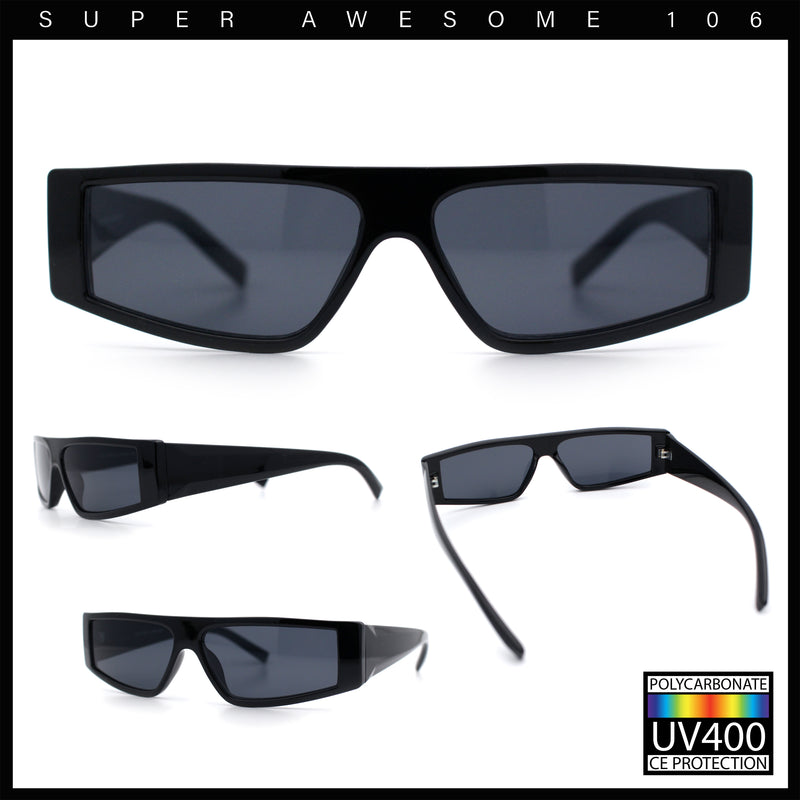 Retro Angular Triangle Narrow Flat Top Plastic Minimal Fashion Sunglasses