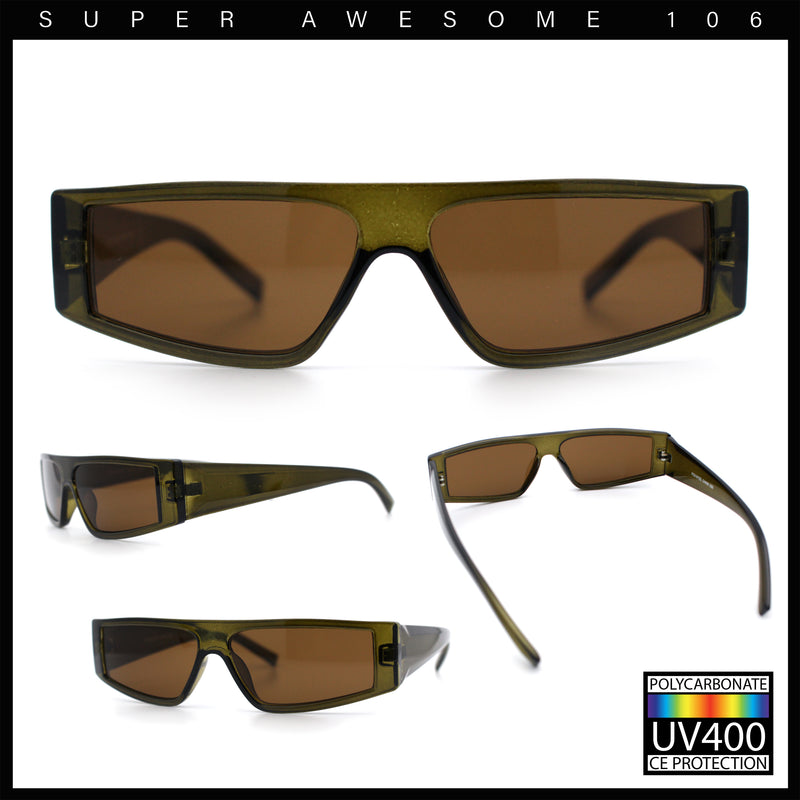 Retro Angular Triangle Narrow Flat Top Plastic Minimal Fashion Sunglasses