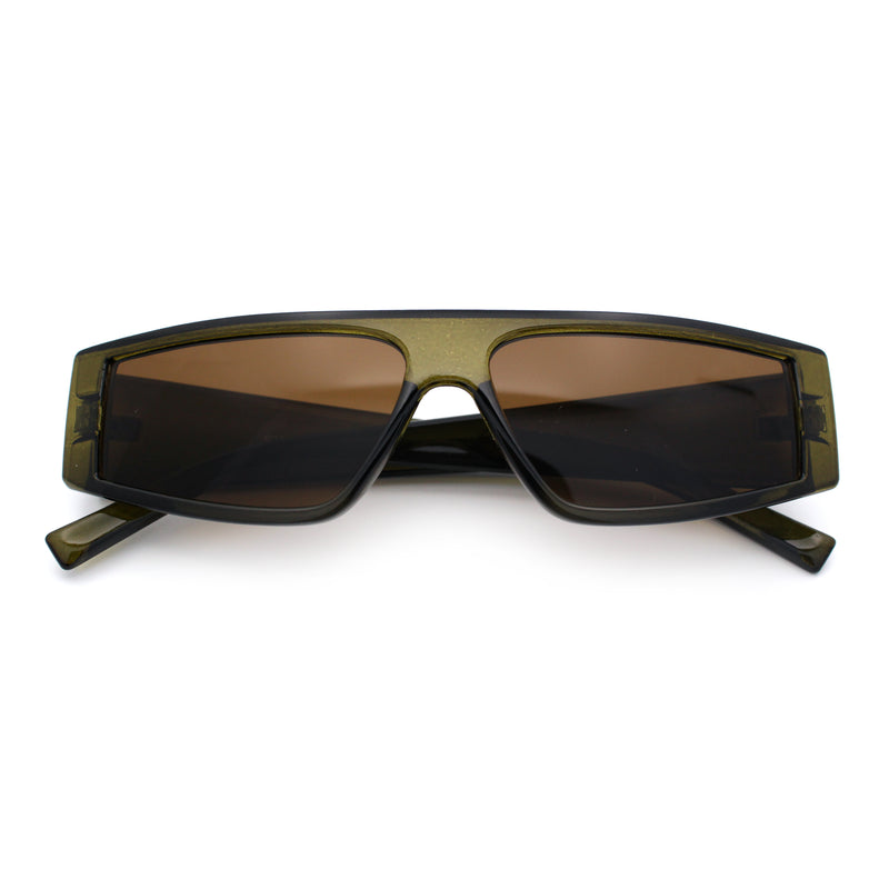 Retro Angular Triangle Narrow Flat Top Plastic Minimal Fashion Sunglasses