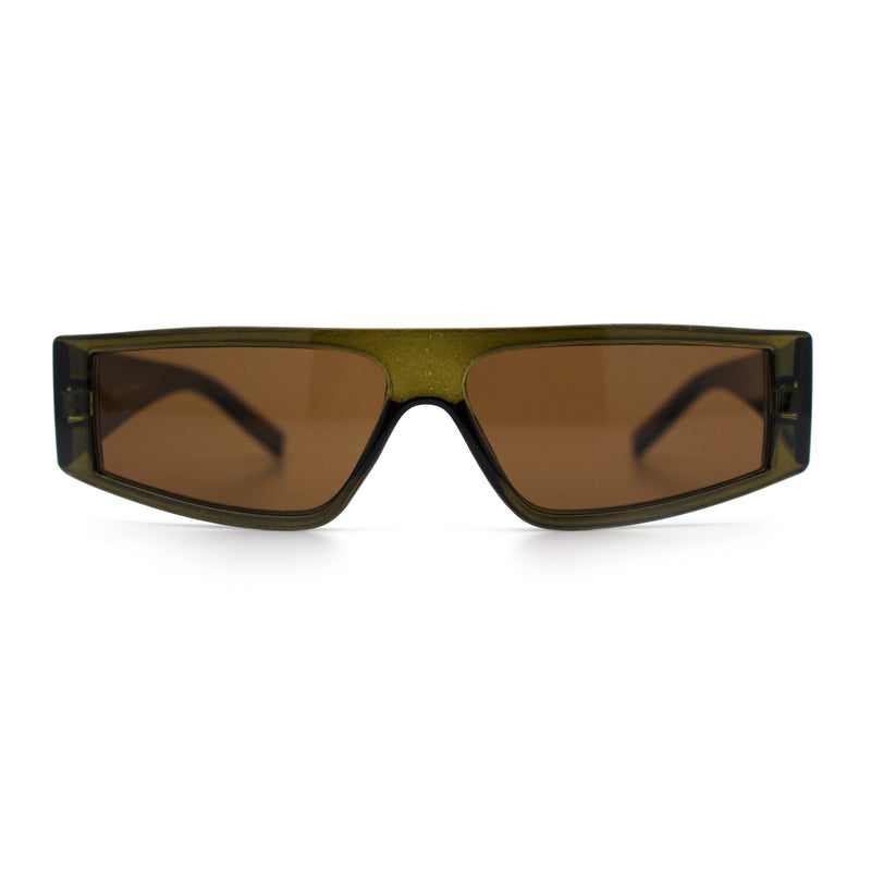 Retro Angular Triangle Narrow Flat Top Plastic Minimal Fashion Sunglasses