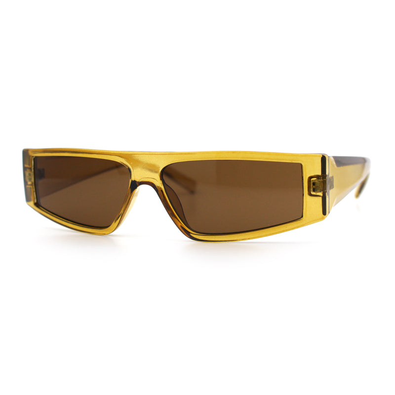 Retro Angular Triangle Narrow Flat Top Plastic Minimal Fashion Sunglasses