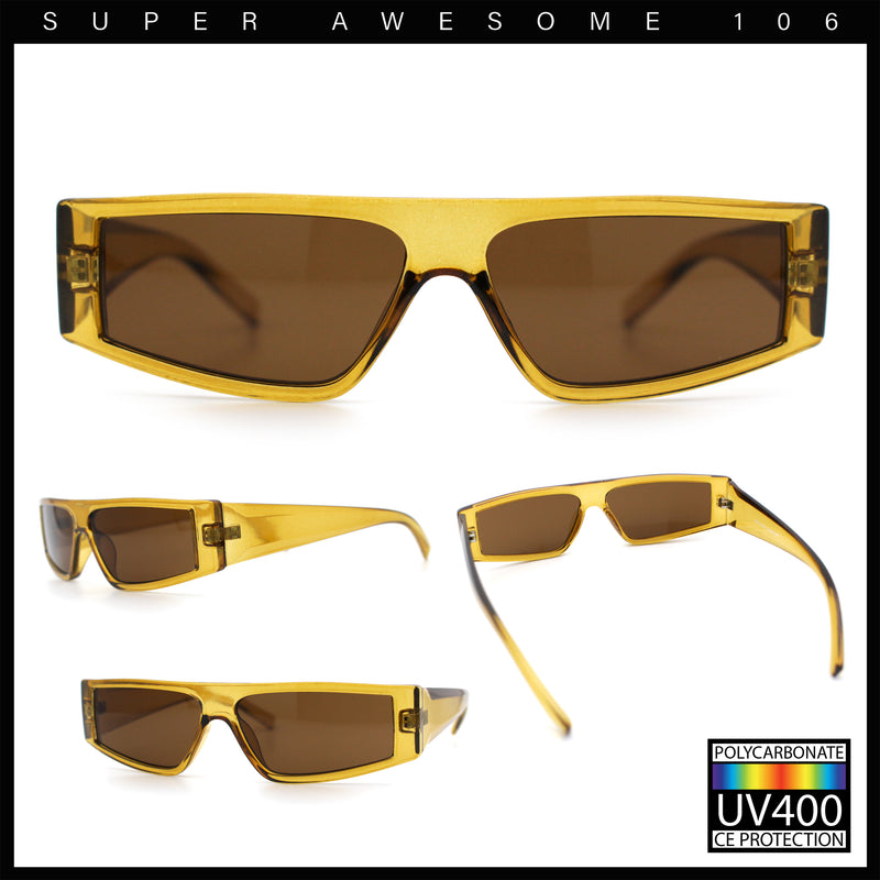 Retro Angular Triangle Narrow Flat Top Plastic Minimal Fashion Sunglasses