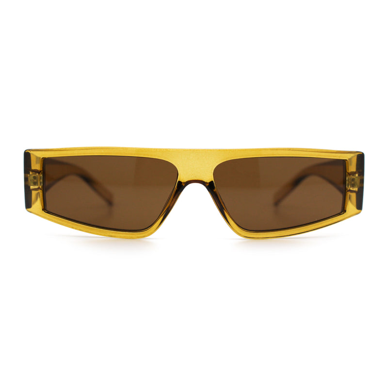 Retro Angular Triangle Narrow Flat Top Plastic Minimal Fashion Sunglasses