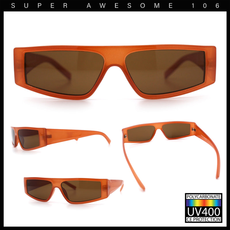 Retro Angular Triangle Narrow Flat Top Plastic Minimal Fashion Sunglasses