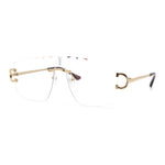 Rimless Oversized Mogul Hip Hop Rapper Clear Lens Fashion Eyeglasses