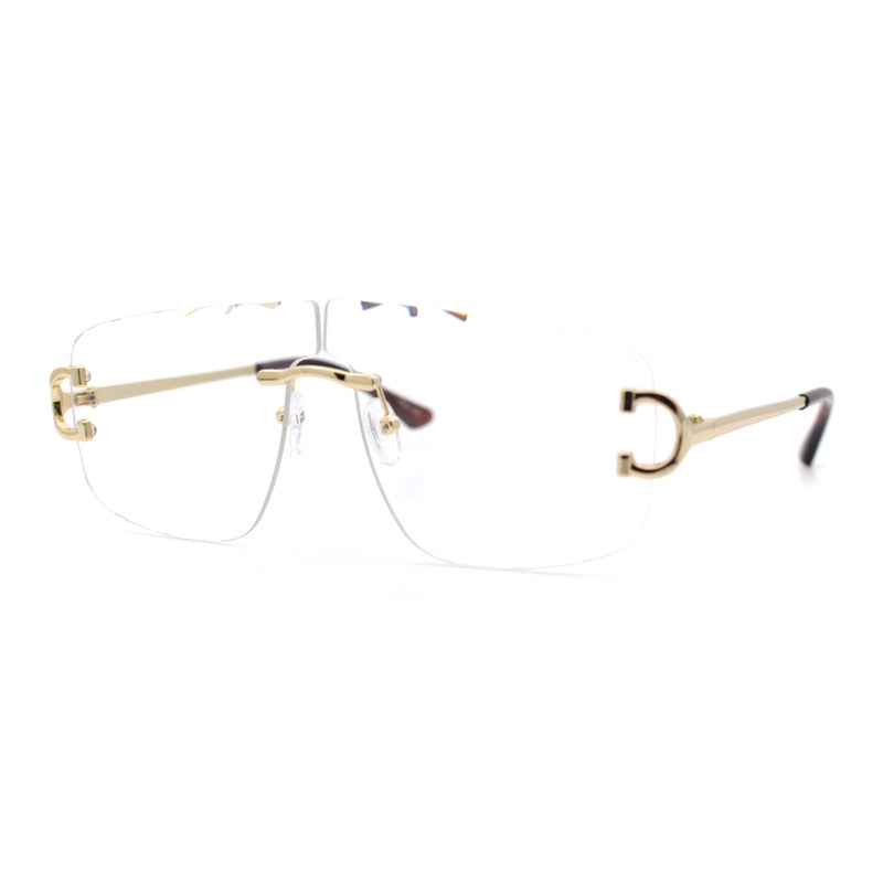 Rimless Oversized Mogul Hip Hop Rapper Clear Lens Fashion Eyeglasses