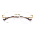 Rimless Oversized Mogul Hip Hop Rapper Clear Lens Fashion Eyeglasses