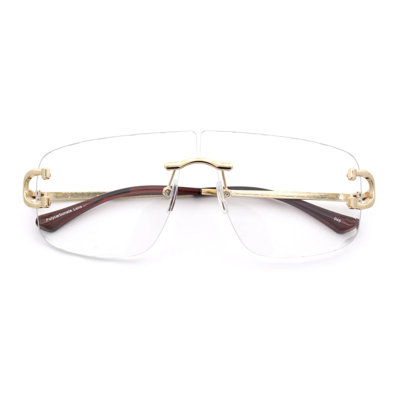 Rimless Oversized Mogul Hip Hop Rapper Clear Lens Fashion Eyeglasses