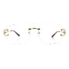 Rimless Oversized Mogul Hip Hop Rapper Clear Lens Fashion Eyeglasses