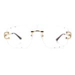 Rimless Oversized Mogul Hip Hop Rapper Clear Lens Fashion Eyeglasses