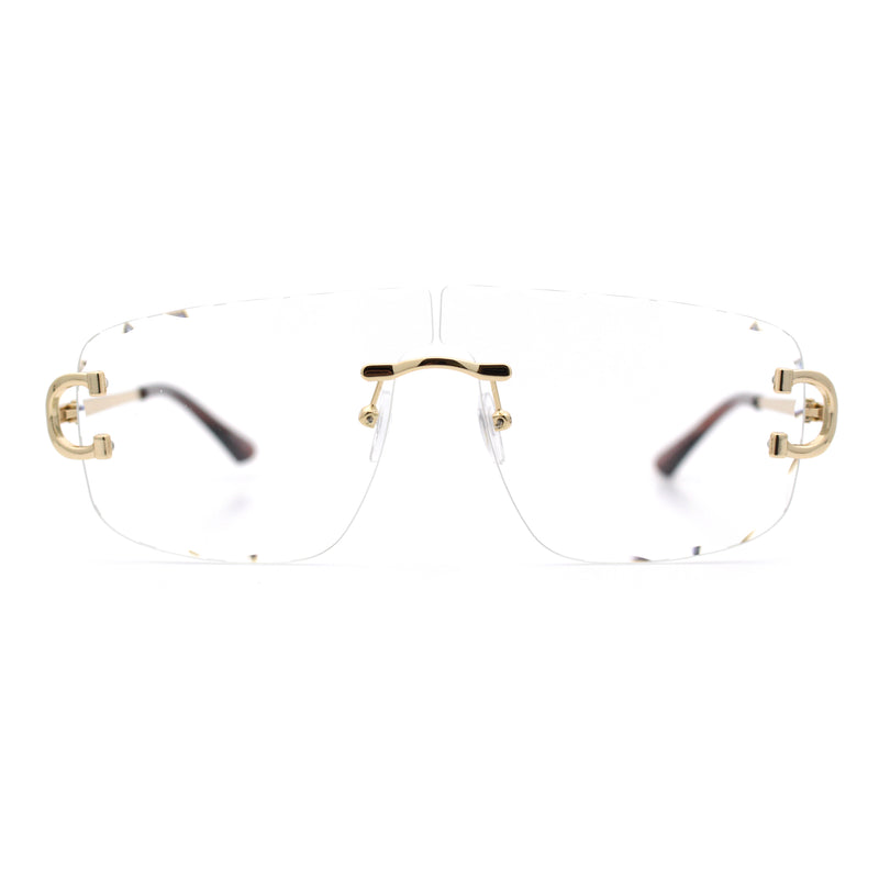 Rimless Oversized Mogul Hip Hop Rapper Clear Lens Fashion Eyeglasses