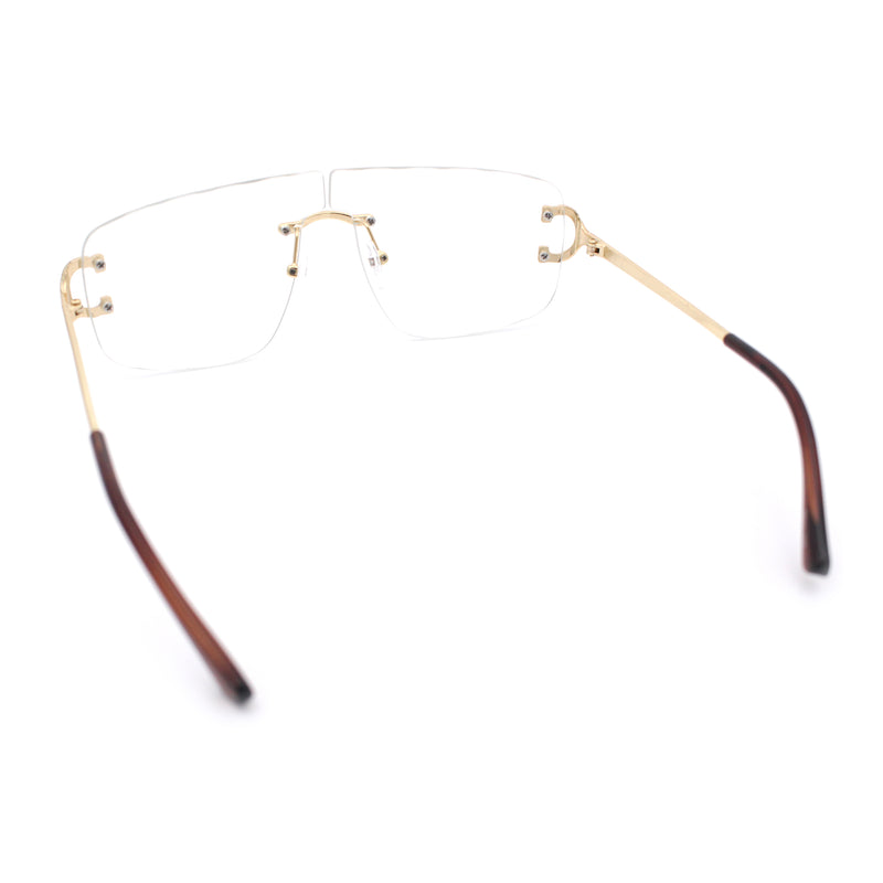 Rimless Oversized Mogul Hip Hop Rapper Clear Lens Fashion Eyeglasses