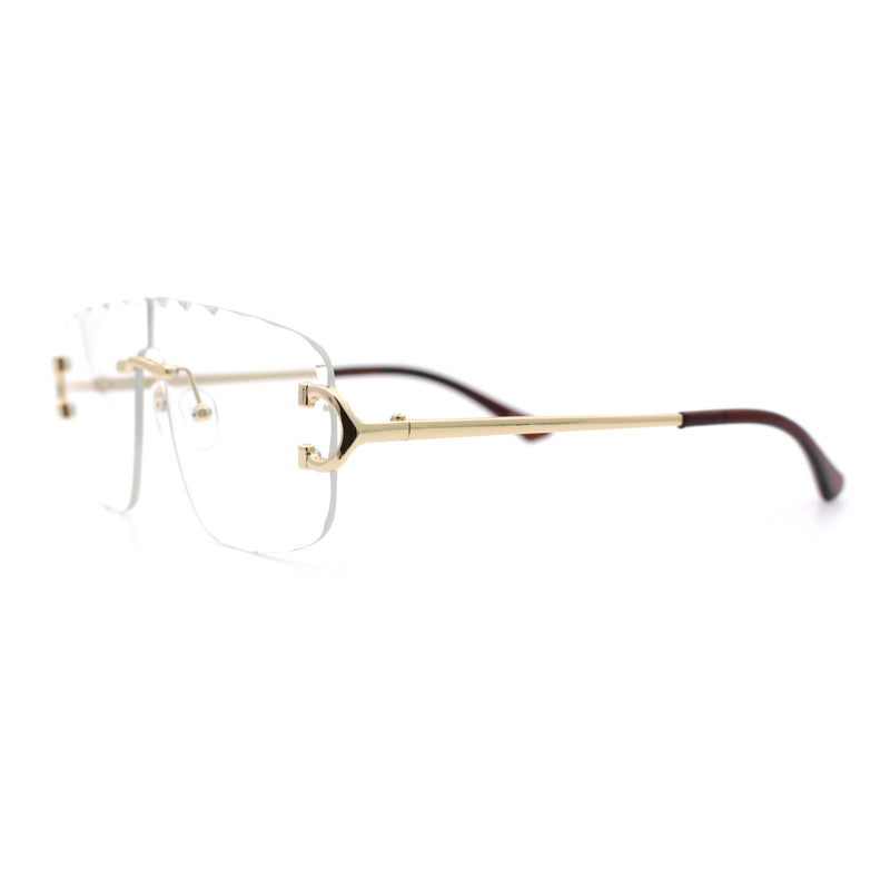 Rimless Oversized Mogul Hip Hop Rapper Clear Lens Fashion Eyeglasses