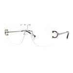Rimless Oversized Mogul Hip Hop Rapper Clear Lens Fashion Eyeglasses