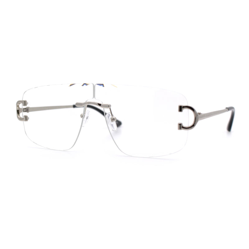 Rimless Oversized Mogul Hip Hop Rapper Clear Lens Fashion Eyeglasses