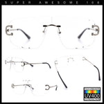 Rimless Oversized Mogul Hip Hop Rapper Clear Lens Fashion Eyeglasses