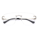 Rimless Oversized Mogul Hip Hop Rapper Clear Lens Fashion Eyeglasses