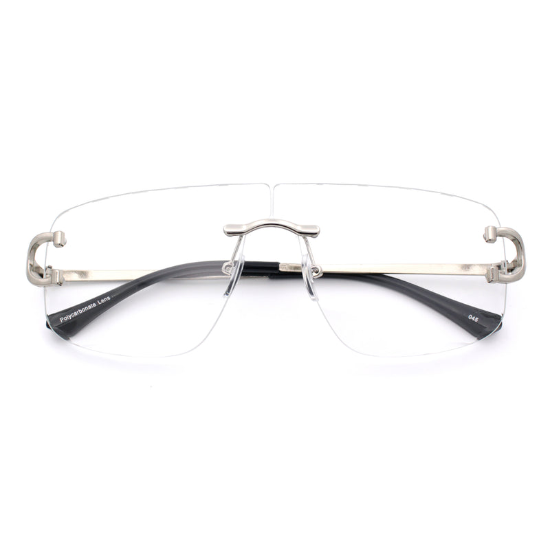 Rimless Oversized Mogul Hip Hop Rapper Clear Lens Fashion Eyeglasses