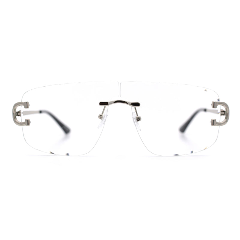 Rimless Oversized Mogul Hip Hop Rapper Clear Lens Fashion Eyeglasses