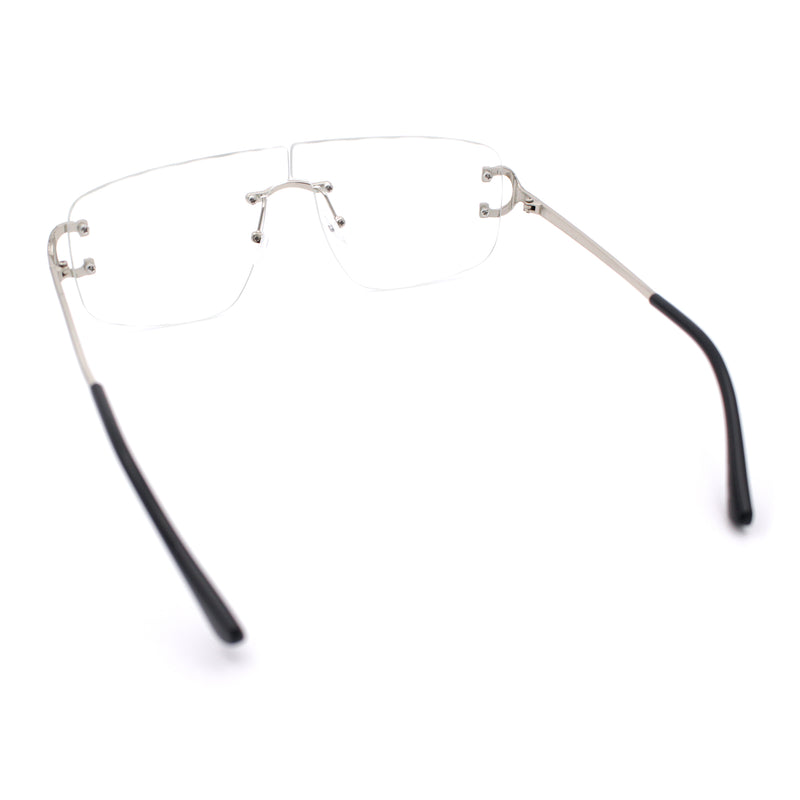 Rimless Oversized Mogul Hip Hop Rapper Clear Lens Fashion Eyeglasses