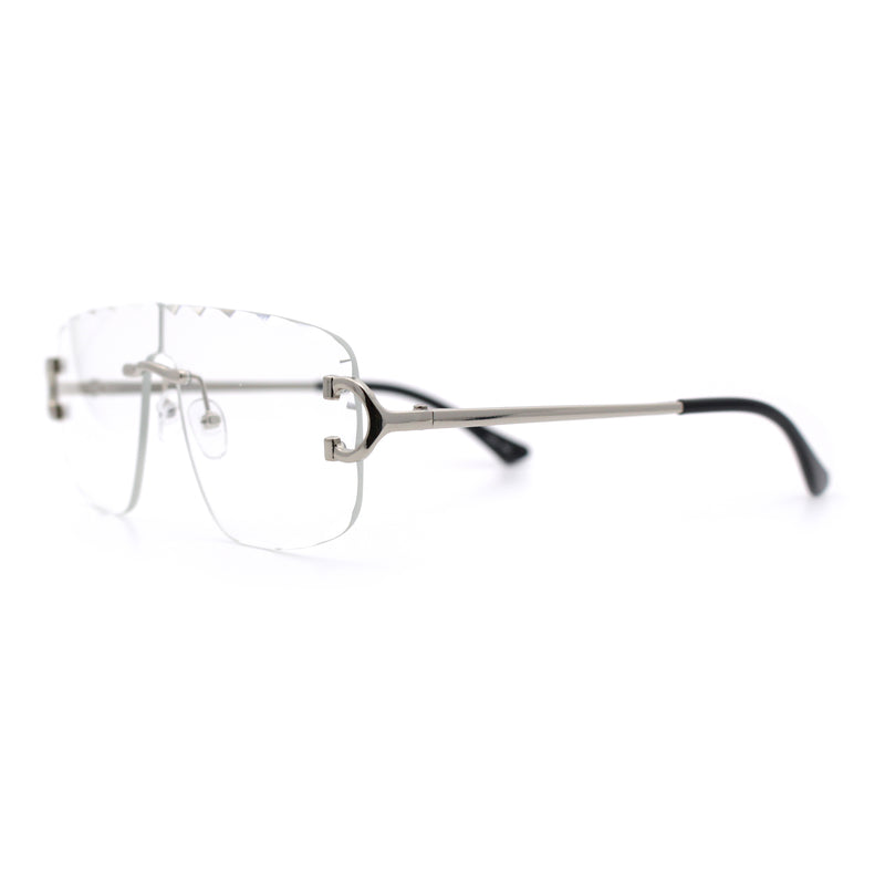 Rimless Oversized Mogul Hip Hop Rapper Clear Lens Fashion Eyeglasses