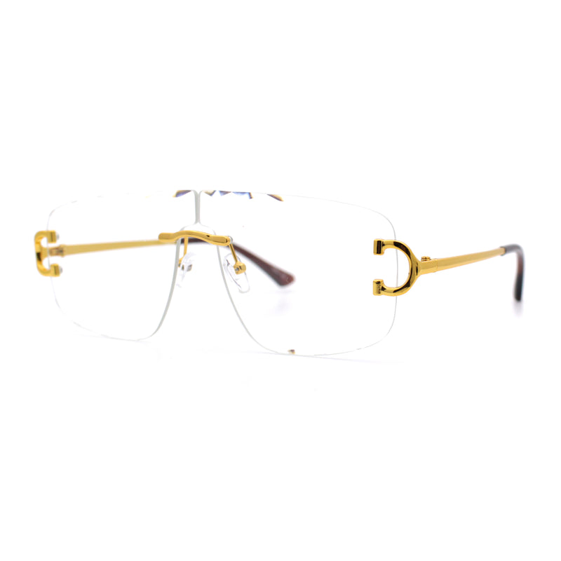 Rimless Oversized Mogul Hip Hop Rapper Clear Lens Fashion Eyeglasses