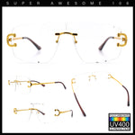 Rimless Oversized Mogul Hip Hop Rapper Clear Lens Fashion Eyeglasses