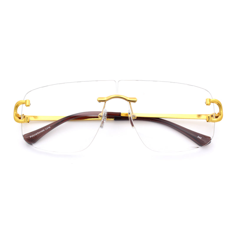 Rimless Oversized Mogul Hip Hop Rapper Clear Lens Fashion Eyeglasses