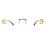 Rimless Oversized Mogul Hip Hop Rapper Clear Lens Fashion Eyeglasses