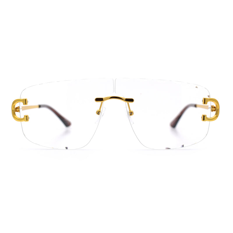Rimless Oversized Mogul Hip Hop Rapper Clear Lens Fashion Eyeglasses