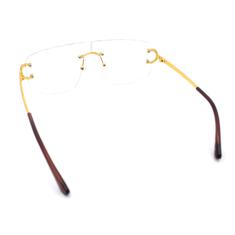 Rimless Oversized Mogul Hip Hop Rapper Clear Lens Fashion Eyeglasses