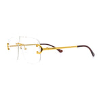 Rimless Oversized Mogul Hip Hop Rapper Clear Lens Fashion Eyeglasses