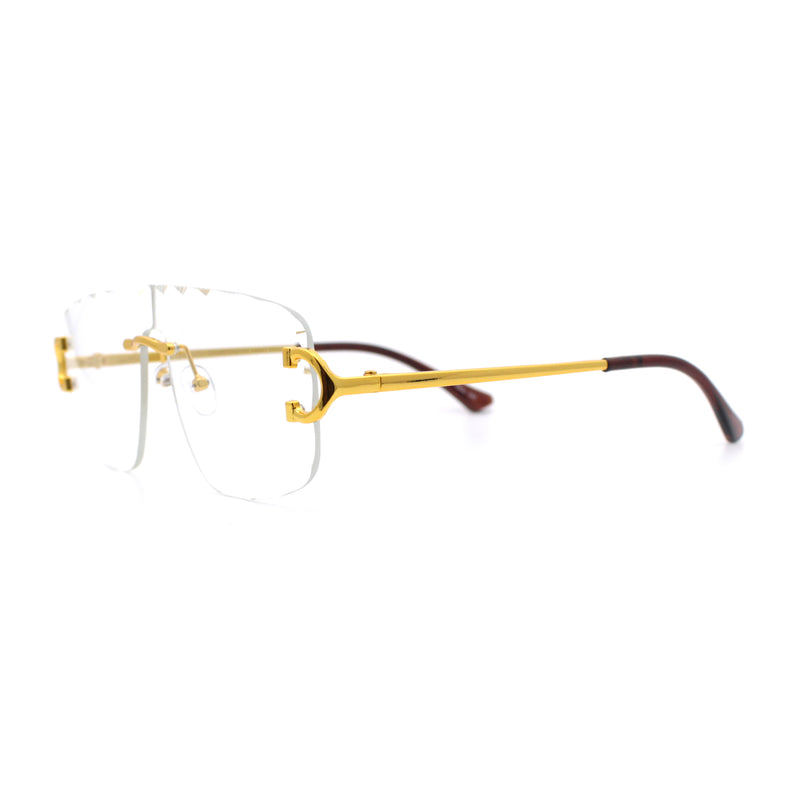 Rimless Oversized Mogul Hip Hop Rapper Clear Lens Fashion Eyeglasses