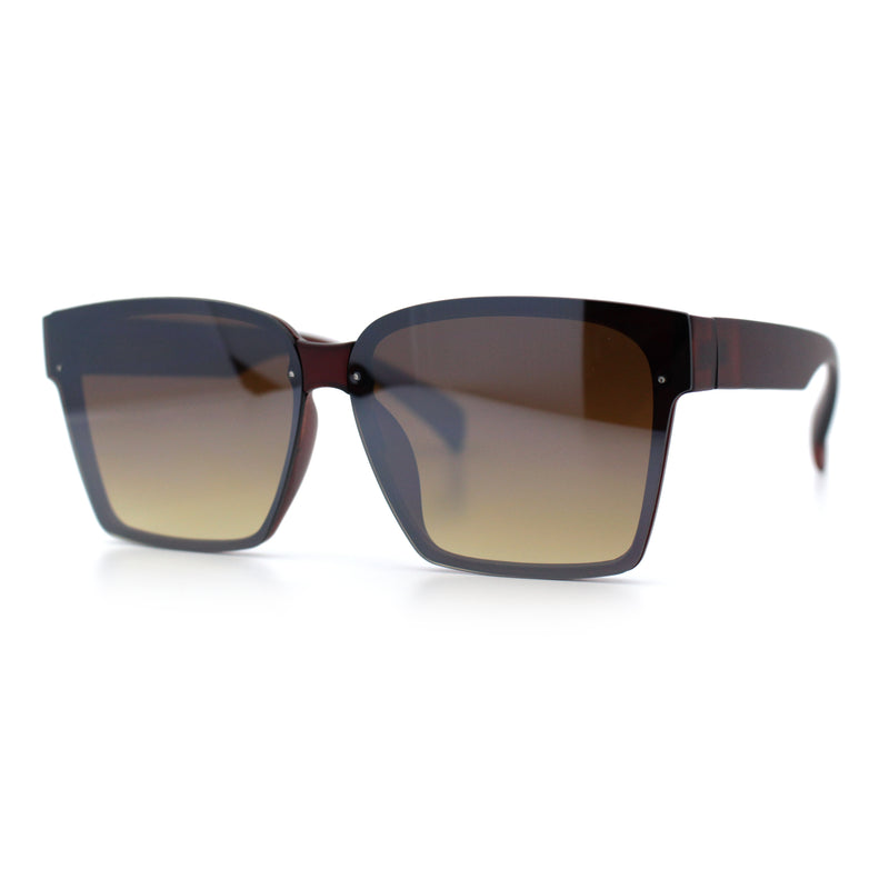 Retro Rimless Horn Rim Plastic Rectangular Classy Fashion Sunglasses