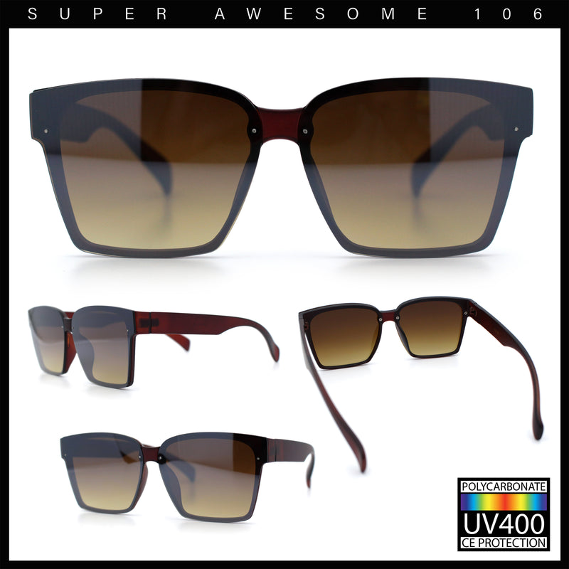 Retro Rimless Horn Rim Plastic Rectangular Classy Fashion Sunglasses