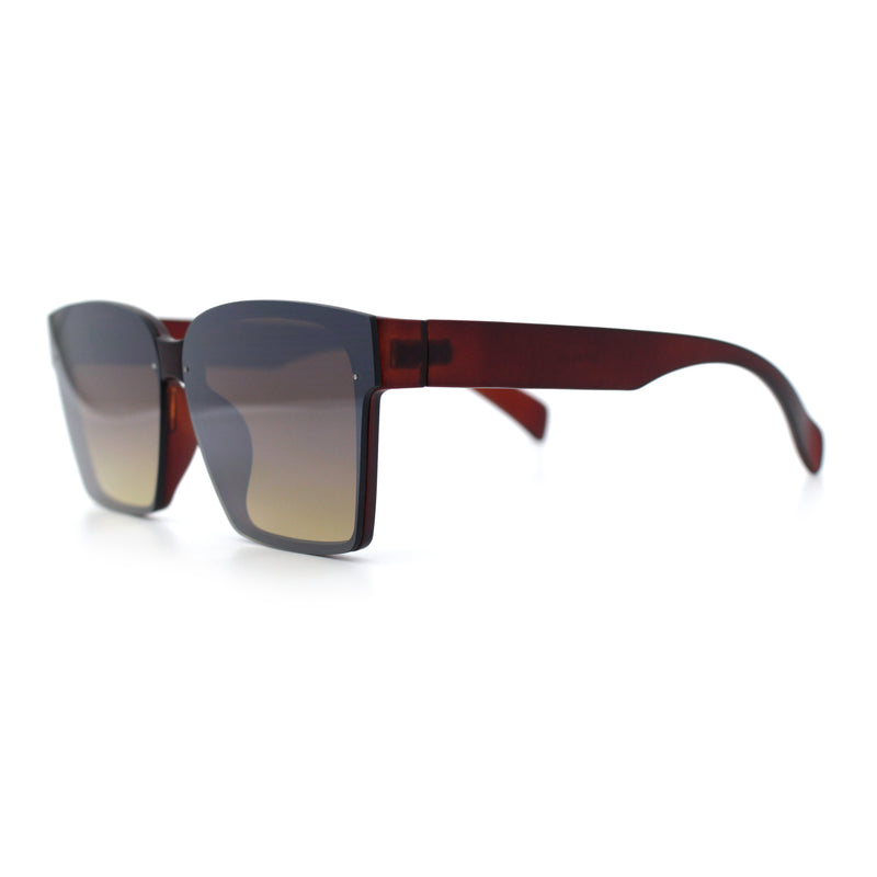 Retro Rimless Horn Rim Plastic Rectangular Classy Fashion Sunglasses