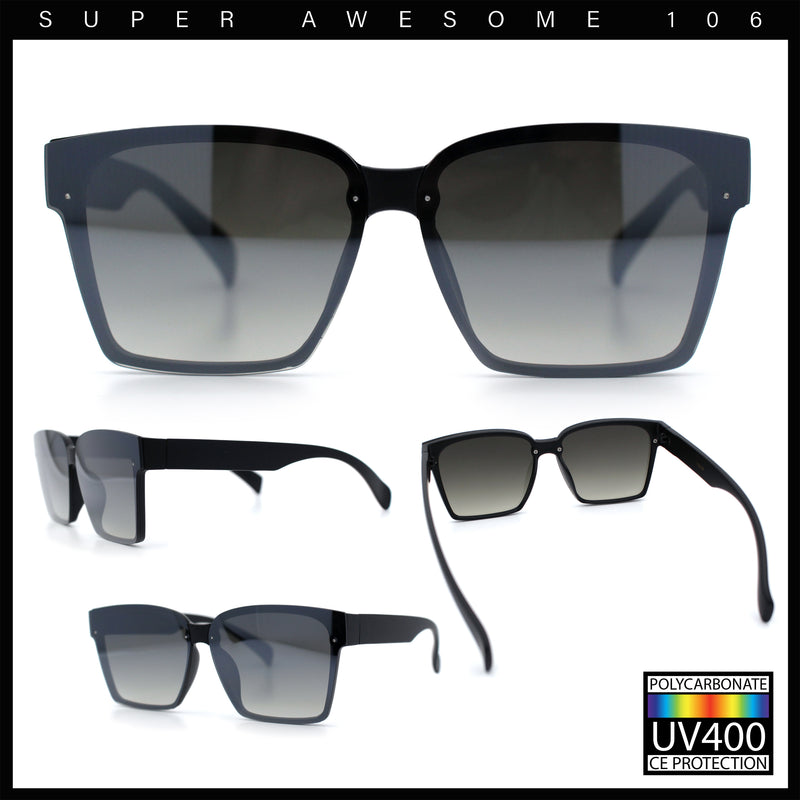 Retro Rimless Horn Rim Plastic Rectangular Classy Fashion Sunglasses