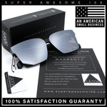 Retro Rimless Horn Rim Plastic Rectangular Classy Fashion Sunglasses