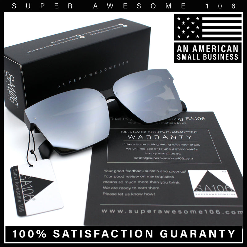 Retro Rimless Horn Rim Plastic Rectangular Classy Fashion Sunglasses