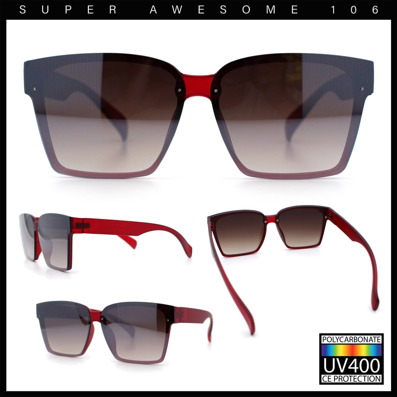 Retro Rimless Horn Rim Plastic Rectangular Classy Fashion Sunglasses