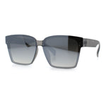 Retro Rimless Horn Rim Plastic Rectangular Classy Fashion Sunglasses
