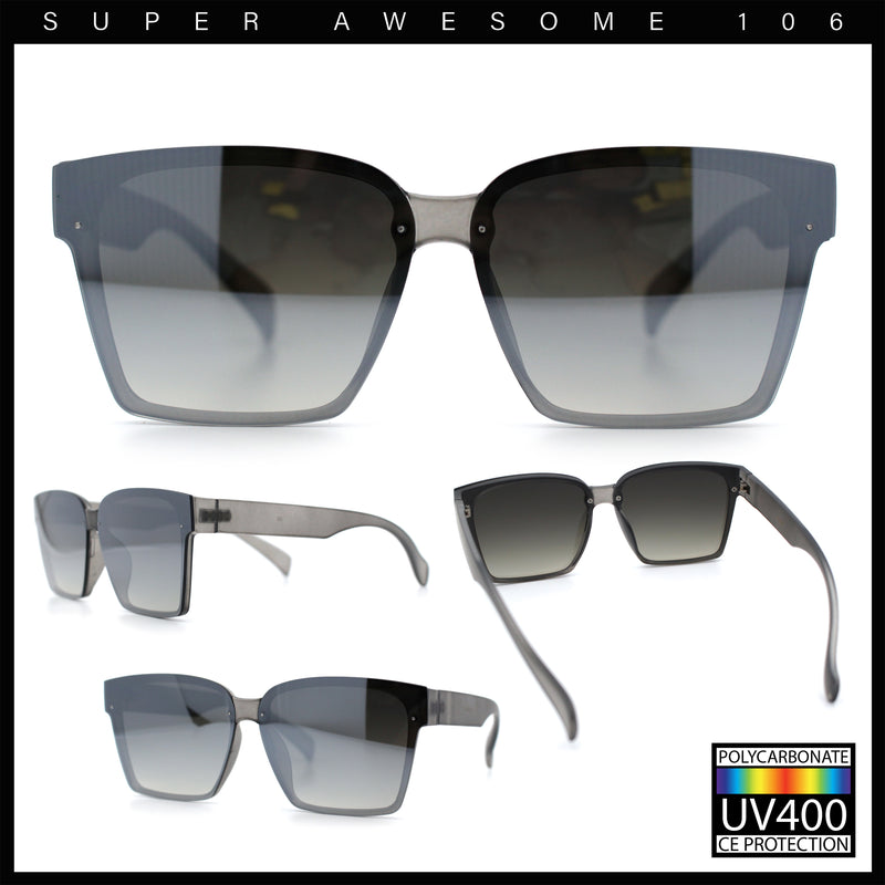 Retro Rimless Horn Rim Plastic Rectangular Classy Fashion Sunglasses