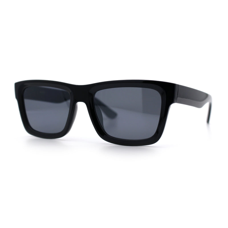 Iconic Narrow Rectangular Thick Horn Rim Plastic Minimal Sunglasses