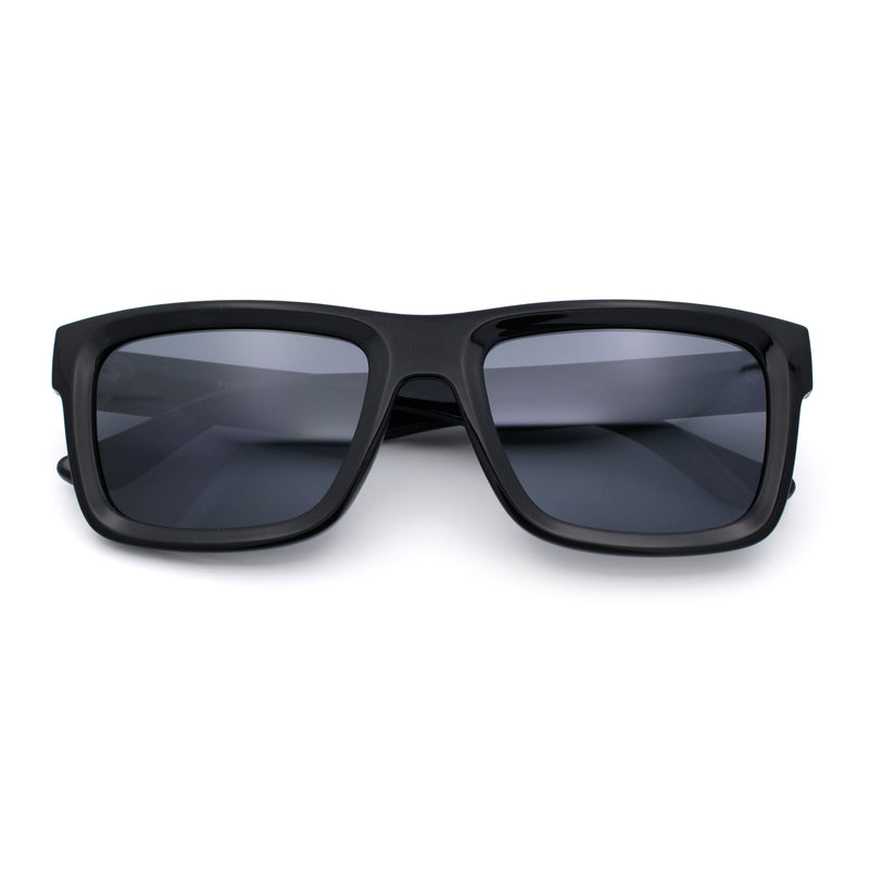 Iconic Narrow Rectangular Thick Horn Rim Plastic Minimal Sunglasses