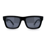 Iconic Narrow Rectangular Thick Horn Rim Plastic Minimal Sunglasses