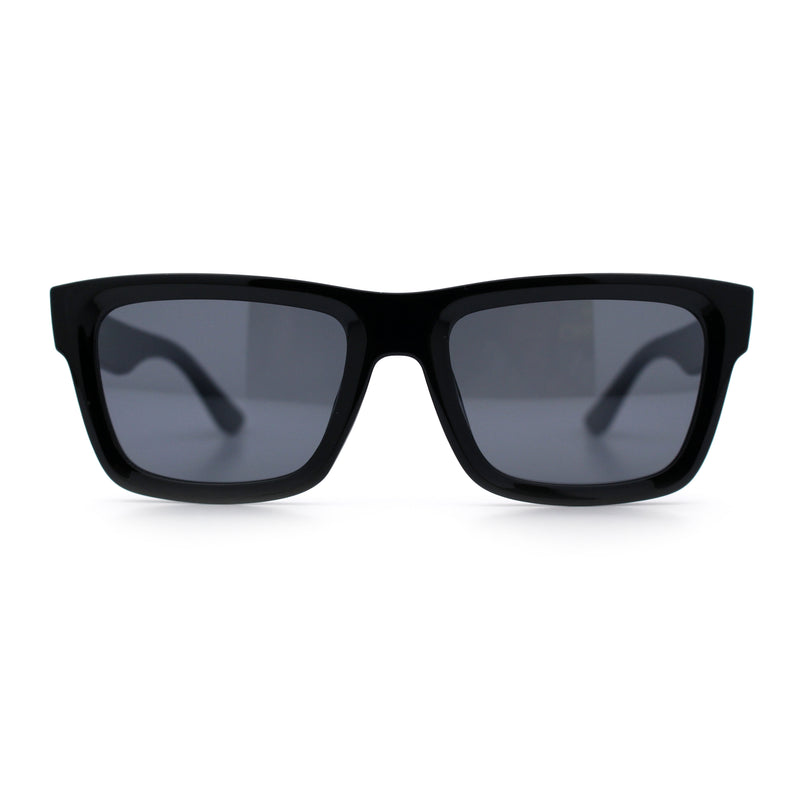 Iconic Narrow Rectangular Thick Horn Rim Plastic Minimal Sunglasses