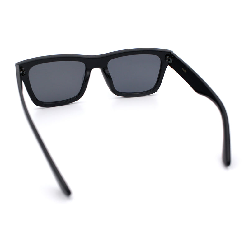 Iconic Narrow Rectangular Thick Horn Rim Plastic Minimal Sunglasses
