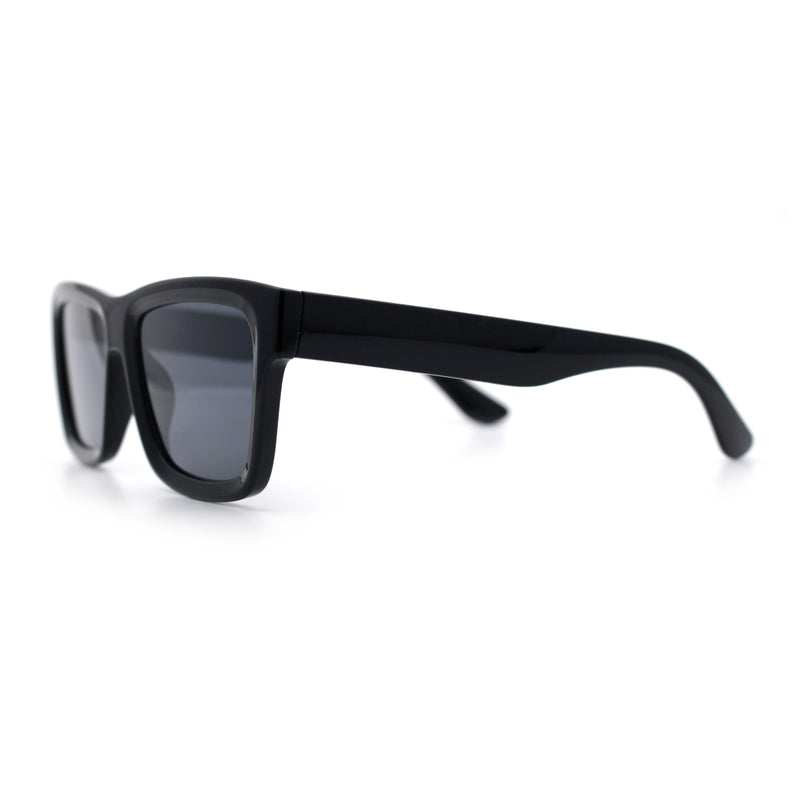 Iconic Narrow Rectangular Thick Horn Rim Plastic Minimal Sunglasses