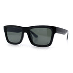 Iconic Narrow Rectangular Thick Horn Rim Plastic Minimal Sunglasses